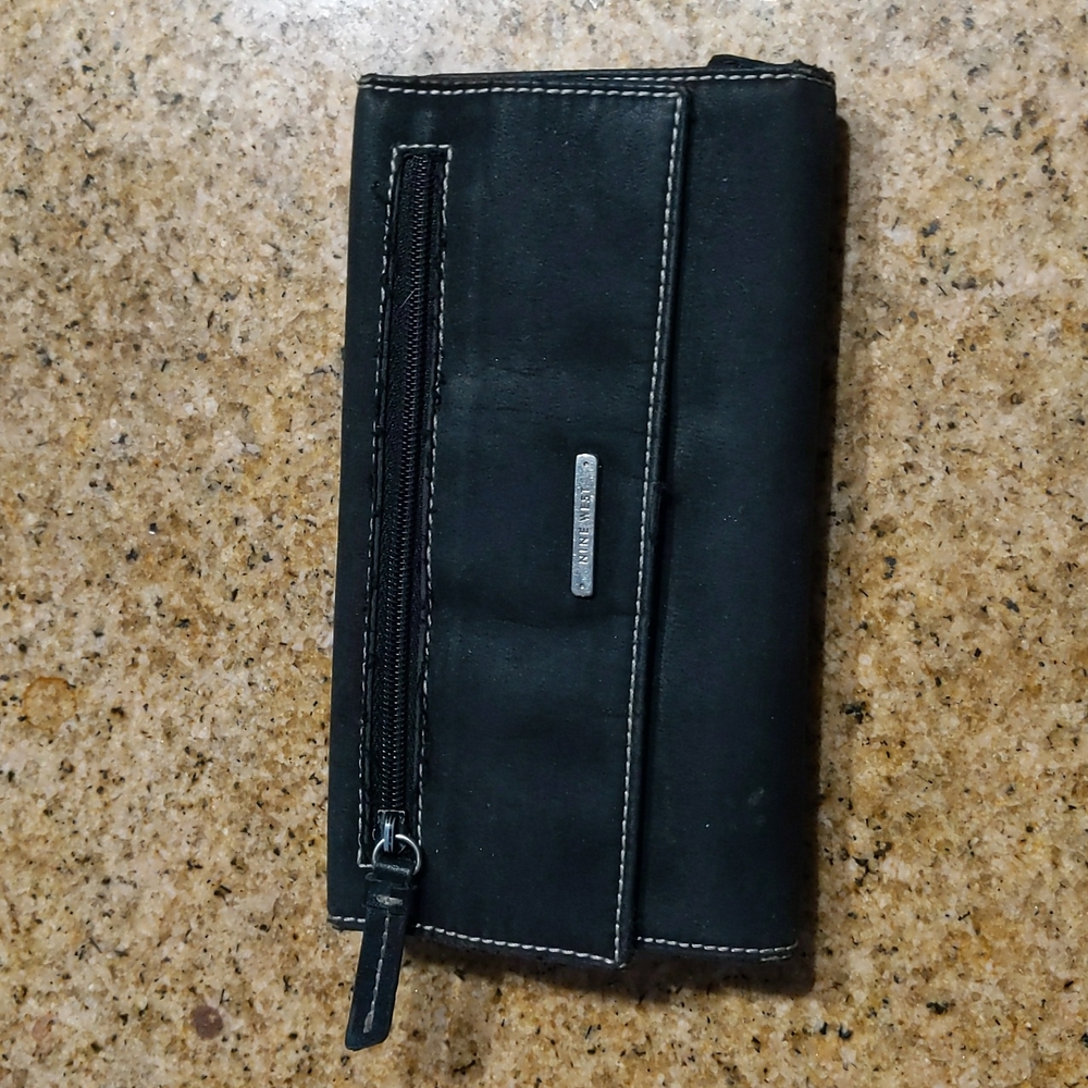 Nine West trifold Black suede wallet